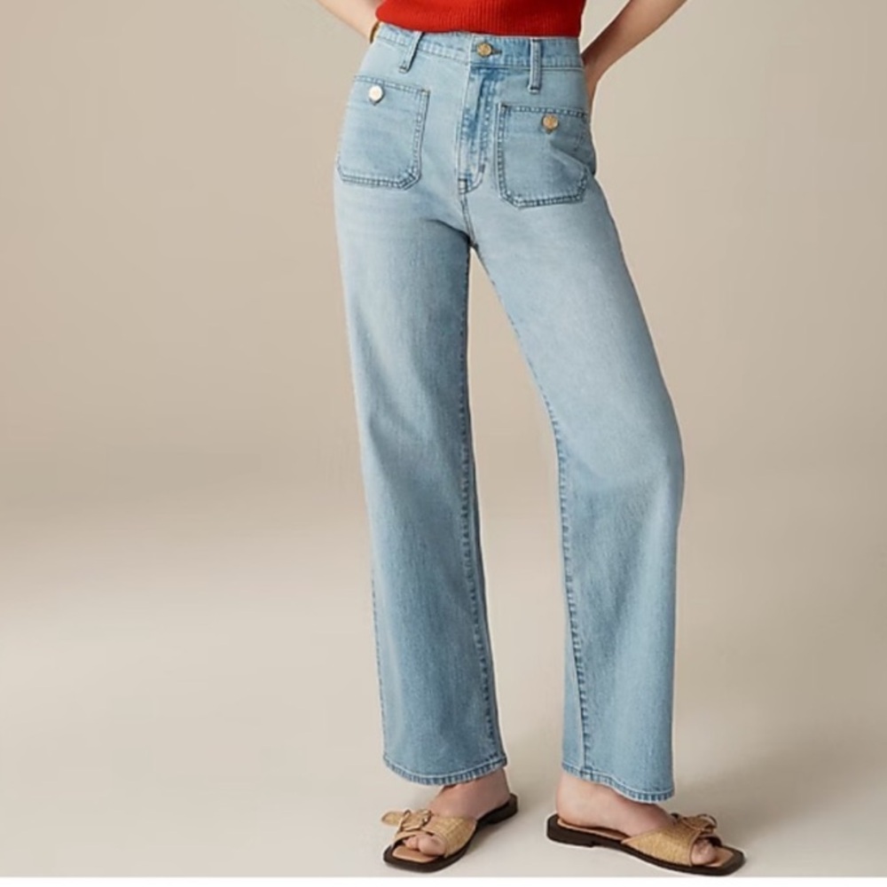 J. Crew Light Blue Flare Jeans. Size 30 Tall Sailor Slim Wide Leg Jeans